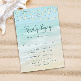 Beach Ocean String Lights Boda con Menu RSVP