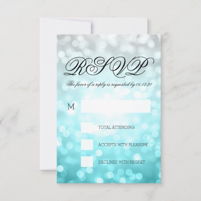 Beach Ombre Bokeh ilumina elegante matrimonio RSVP (Anverso)