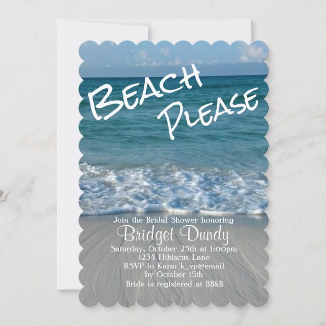 Beach Please Beach Theme Bridal Shower Invitación (Anverso)