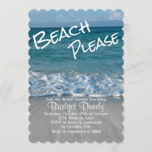 Beach Please Beach Theme Bridal Shower Invitación