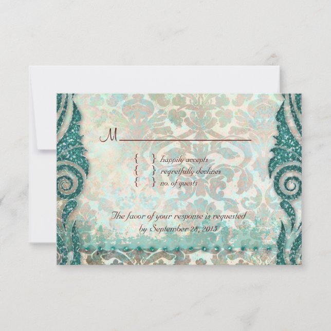 Beach RSVP Boda Reply Card Seahorse (Anverso)