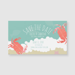 Beach Save the Date Crab Sand Ocean Waves