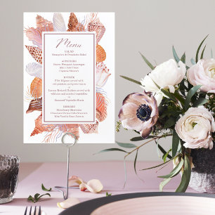 Beach Seashells acuarela Moda costera Menú plano