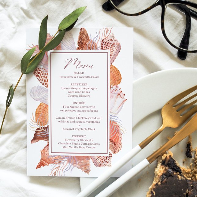 Beach Seashells acuarela Moda costera Menú plano (Subido por el creador)