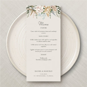 Beach Seashells Floral Boda Menú