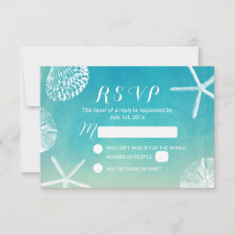 Beach Seashells Watercolor Turquesa Wedding RSVP