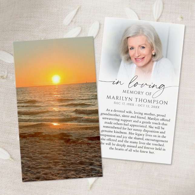 Beach Sunset Photo Funeral Sympathy Prayer Card (Subido por el creador)