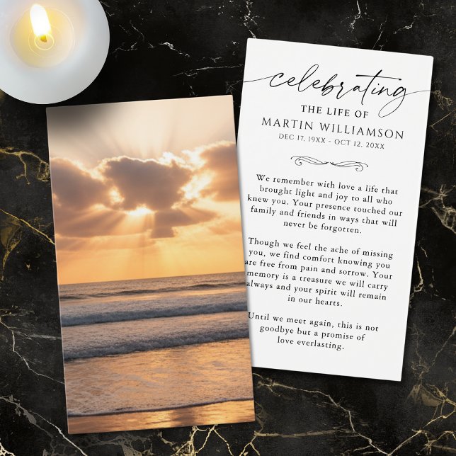 Beach Sunset Sympathy Funeral Prayer Card (Subido por el creador)