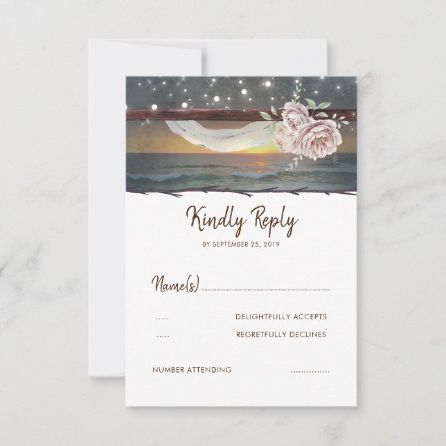 Beach Sunset Wedding RSVP (Anverso)
