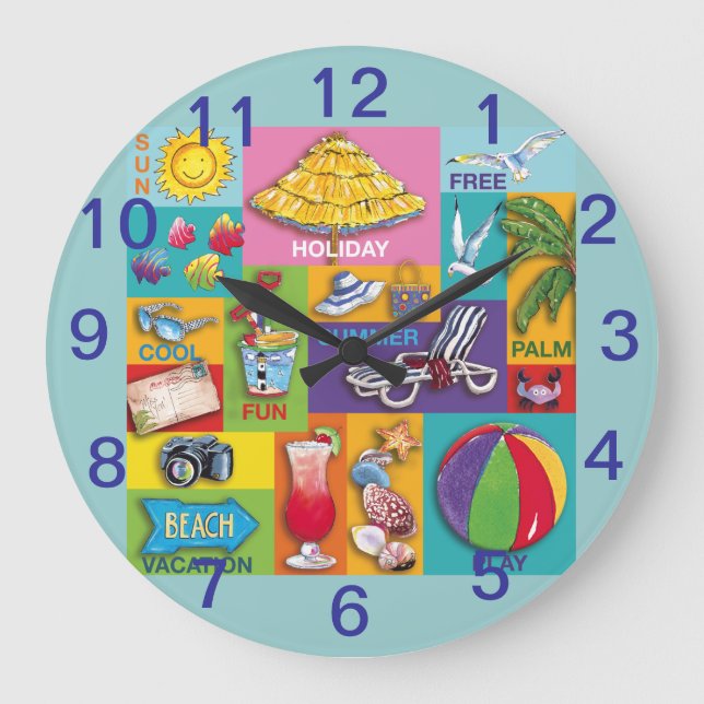 Beach Time Collage - reloj de pared (Anverso)