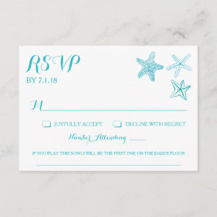 Beach Watercolor Starfish Wedding Tarjeta RSVP con