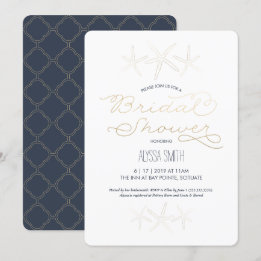Beachy Bridal Shower Invitación - Starfish, Gold
