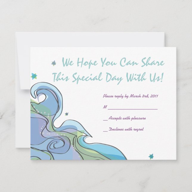 Beachy Ocean Bar Bat Mitzvah Invitación tarjeta de (Anverso)