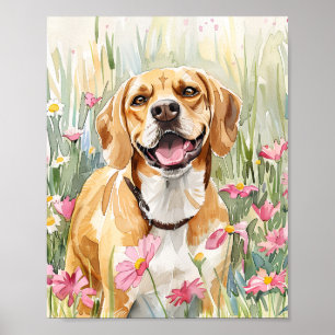 Beagle acuarela perro arte de pared poster de impr