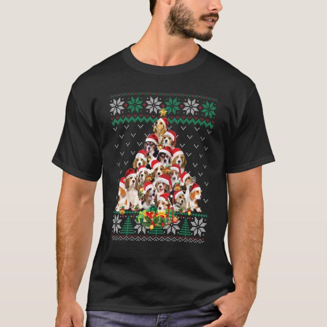 Beagle Christmas Tree Santa Ugly Sweater Dog 1 (Anverso)