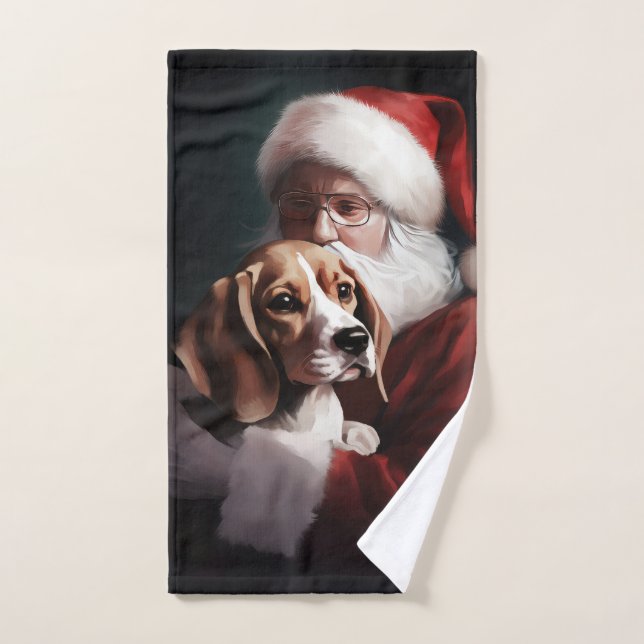 Beagle con Navidades festivos de Santa Claus (Toalla de mano)