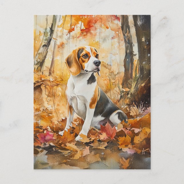 Beagle de otoño - postal (Anverso)