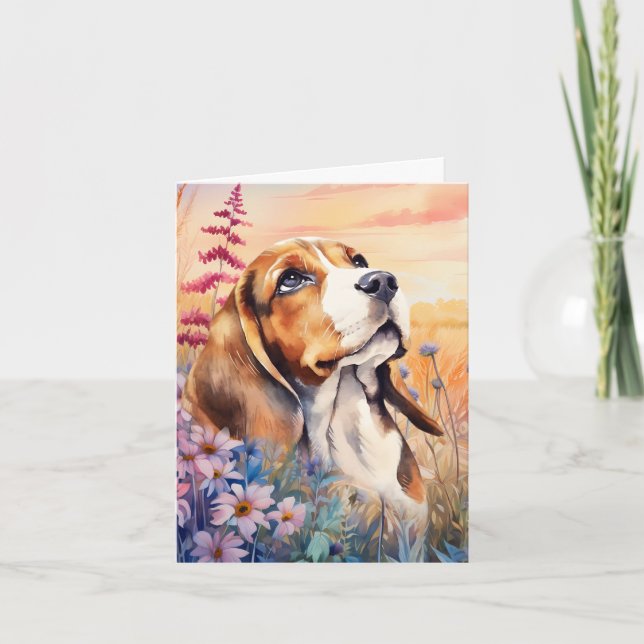 Beagle Dog Lover with Wildflower Meadow (Anverso)