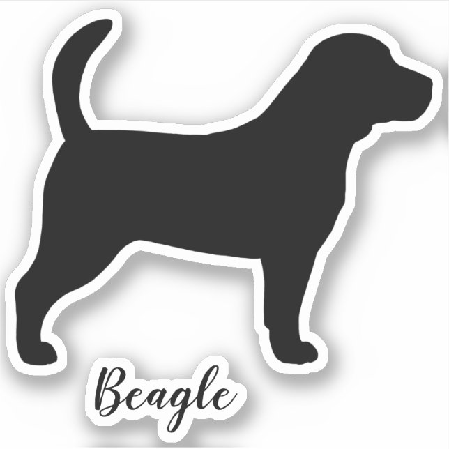 Beagle Dog Silhouette Guay Canine Vinyl Pegatina (Anverso)