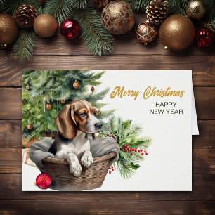 Beagle Dog Wicker Basket Christmas Tree
