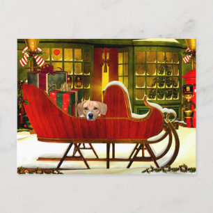 Beagle en un trineo del navidad