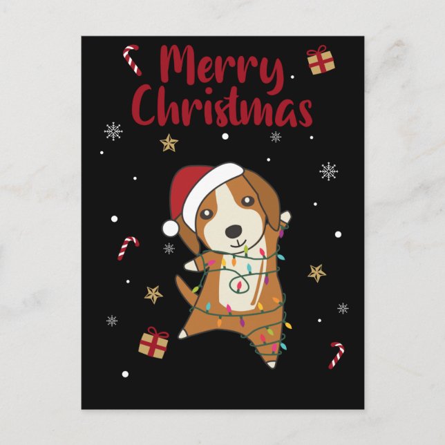 Beagle Feliz Navidad Animales de Invierno Perro (Anverso)