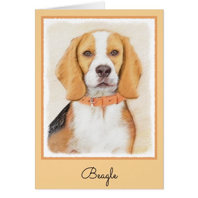 Beagle Hound Dog Pintura original de animales (Frente)