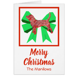 Beagle Hound Navidades Dog & Green Bow Card