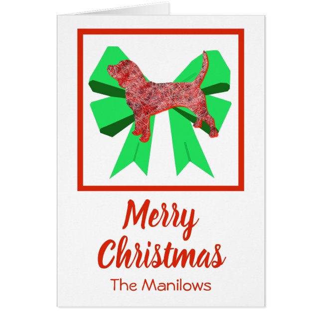 Beagle Hound Navidades Dog & Green Bow Card (Frente)