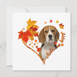 Beagle me hace feliz caída de hojas de corazón