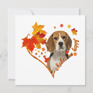 Beagle me hace feliz caída de hojas de corazón
