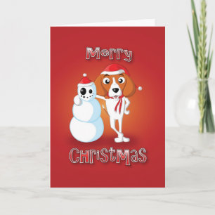 beagle - muñeco de nieve - Felices Navidad