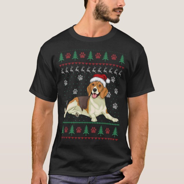 Beagle Navidades de ganado bovino Perro suéter feo (Anverso)