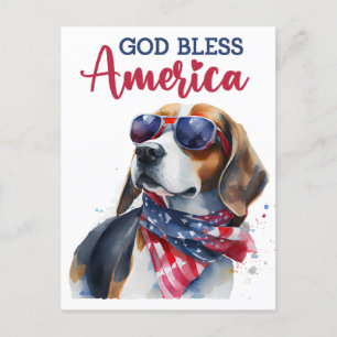 Beagle Patriota, Dios Bendiga a América Tarjeta Po