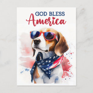 Beagle Patriota, Dios Bendiga a América Tarjeta Po