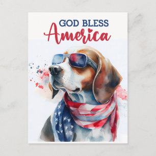 Beagle Patriota, Dios Bendiga América Tarjeta Post