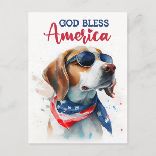 Beagle Patriota, Dios Bendiga América Tarjeta Post
