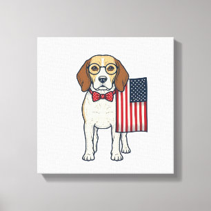 Beagle Patriótico con Bandera Arte Vectorial Vinta