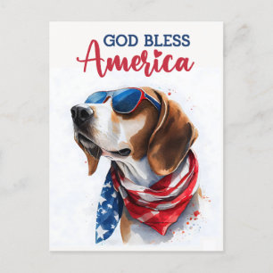 Beagle Patriótico, Dios Bendiga a América Tarjeta