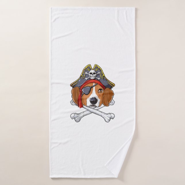 Beagle Pirate Costume Jolly Roger Bandera Cruz de  (Toalla de baño)