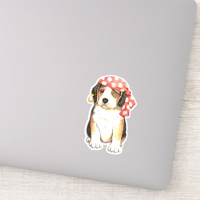 Beagle Pirate Vinyl Pegatina (Detalle)