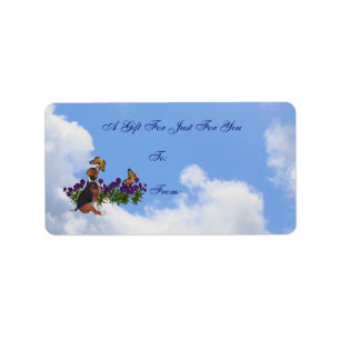 Beagle Puppy Butterflies Flores Etiqueta de regalo