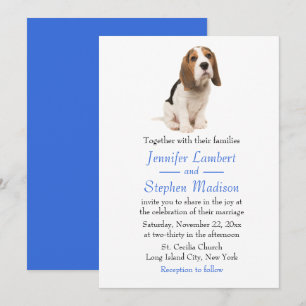 Beagle Puppy Dog Invitación a la Boda Azul