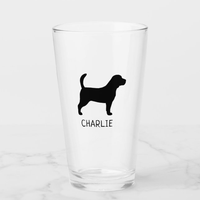 Beagle Silhouette Personalizada Raza de Perro (Anverso)