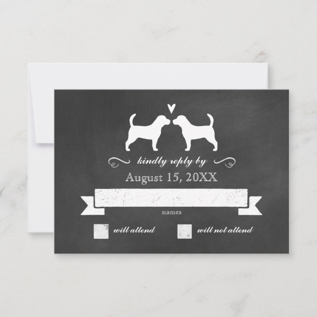 Beagle Silhouettes Boda Responder RSVP (Anverso)