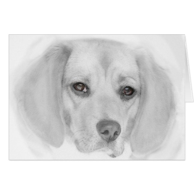 Beagle Sketch Blank Note Card (Anverso (Horizontal))