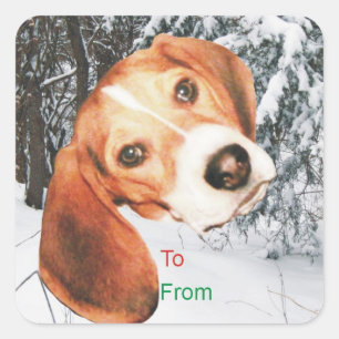 Beagle Snowy Navidades dan Pegatinas de etiquetas