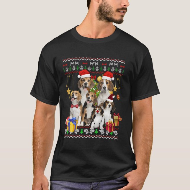 Beagle Ugly Navidades Sweater Santa Hat Gift (Anverso)