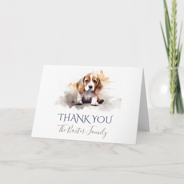 Beagle Watercolor Tarjeta de agradecimiento (Anverso)
