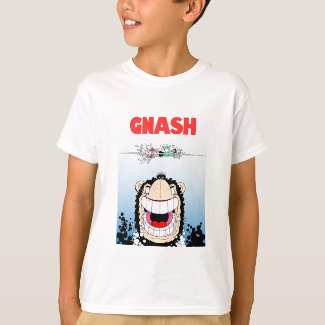 Beano Gnasher "Jaws" parodia camiseta de niños (Anverso)